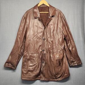 Ponte Vecchio Suede Leather Jacket Coat Mens XL Brown Reversible Italy Vintage